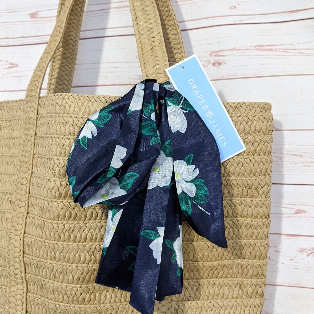 🆕 SALE Draper James Straw Bag with Floral Scarf - Picture 5 of 12